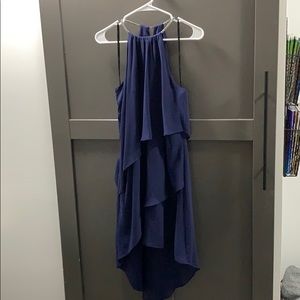 Blue halter cocktail dress